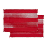 Arendal Red Stripe Fringed Placemat Set of 2-Lange General Store