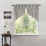 Ashlynn Ticking Stripe Prairie Swag Curtains-Lange General Store