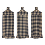 Black Check Button Loop Tea Towel Set of 3-Lange General Store