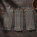 Black Check Button Loop Tea Towel Set of 3-Lange General Store