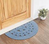 Blended Blue Indoor/Outdoor Braided Half Circle Rug-Lange General Store