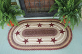 Bradford Burgundy Star Oval Braided Rugs-Lange General Store