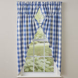 Buffalo Blue Check Prairie Curtains-Lange General Store