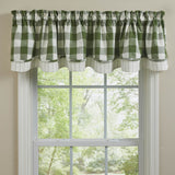 Wicklow Sage Buffalo Check Layered Valance-Lange General Store