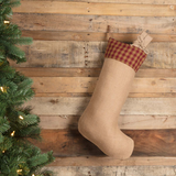 Burgundy Check Jute Stocking-Lange General Store