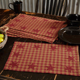 Burgundy Star Placemats - Set of 6-Lange General Store