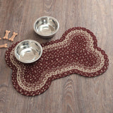 Burgundy Tan Dog Bone Braided Rug-Lange General Store