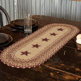 Burgundy Tan Star Table Runner-Lange General Store