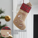 Burlap Natural Plaid Airmail Stocking-Lange General Store