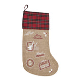 Burlap Natural Plaid Airmail Stocking-Lange General Store