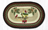 Cardinal Christmas Birdhouse Braided Rug-Lange General Store