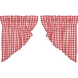 Annie Red Buffalo Check Prairie Swag Curtains-Lange General Store