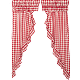 Annie Red Buffalo Check Ruffled Prairie Curtains-Lange General Store