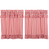 Annie Red Buffalo Check Ruffled Tier Curtains 36"-Lange General Store