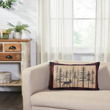 Cumberland Red Black Plaid Winter Forest Pillow-Lange General Store