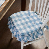 Dusk Blue Check Ruffled Chair Pad-Lange General Store