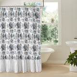 Dusk Blue Floral Ruffled Shower Curtain-Lange General Store