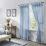 Dusk Buffalo Blue Check Ruffled Panel Curtains-Lange General Store