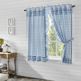 Dusk Buffalo Blue Check Ruffled Short Panel Curtains-Lange General Store