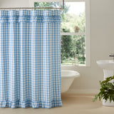 Dusk Buffalo Blue Check Ruffled Shower Curtain-Lange General Store