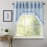 Dusk Buffalo Blue Check Ruggled Swag Curtains-Lange General Store