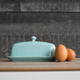 Eggshell Blue Rectangular Butter Dish-Lange General Store