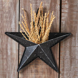 Faceted Metal Star Black Wall Hanging w/Pocket-Lange General Store