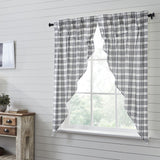 Farmstead Black Plaid Short Prairie Curtains-Lange General Store