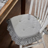 Farmstead Black Ticking Stripe Ruffled Chair Pad-Lange General Store