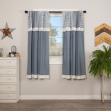 Sawyer Mill Blue Patchwork Short Panel Curtains-Lange General Store