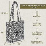 Feedsack Floral Black Large Shoulder Tote-Lange General Store