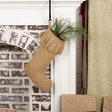 Festive Natural Burlap Ruffled Stocking-Lange General Store