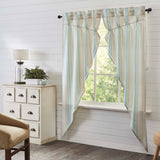 Grain Sack Aqua Long Prairie Curtains-Lange General Store