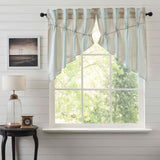 Grain Sack Aqua Swag Prairie Curtains-Lange General Store