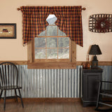 Heritage Farms Primitive Check Prairie Swag Curtains-Lange General Store