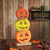 Jack O'Lantern Stack Wood Decor-Lange General Store