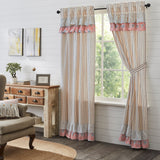 Kaila Ticking Blue Ruffled Long Panel Curtains-Lange General Store