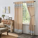 Kaila Ticking Gold Ruffled Long Panel Curtains-Lange General Store