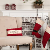 Chenille Christmas Naughty and Nice Pillow-Lange General Store