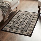 Medallion Black Tan Jacquard Indoor/Outdoor Rug Collection - Rectangle - Lange General Store