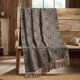 Medallion Black Tan Jacquard Woven Throw-Lange General Store