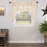 Muslin Ruffled Unbleached Natural Swag Curtains-Lange General Store