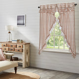 Portabella Buffalo Check Ruffled Prairie Short Panel Curtains-Lange General Store