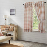 Portabella Buffalo Check Ruffled Short Panel Curtains-Lange General Store