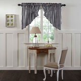 Annie Black Buffalo Check Prairie Swag Curtains-Lange General Store