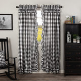 Annie Black Buffalo Check Ruffled Panel Curtains-Lange General Store