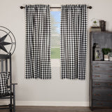 Annie Black Buffalo Check Short Panel Curtains-Lange General Store