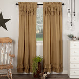 Simple Life Flax Khaki Ruffled Panel Curtains-Lange General Store