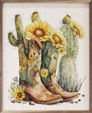 Sunflower Boots With Cactus Wall Art-Lange General Store