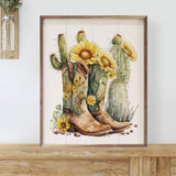 Sunflower Boots With Cactus Wall Art-Lange General Store